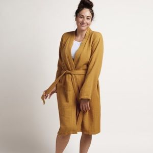 Unisex Parachute brand 100% cotton tie robe - mustard yellow/gold